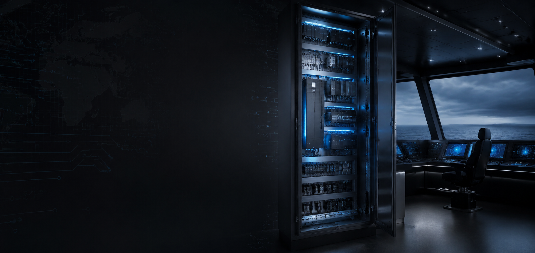 Industrial automation cabinet and marine bridge electronics